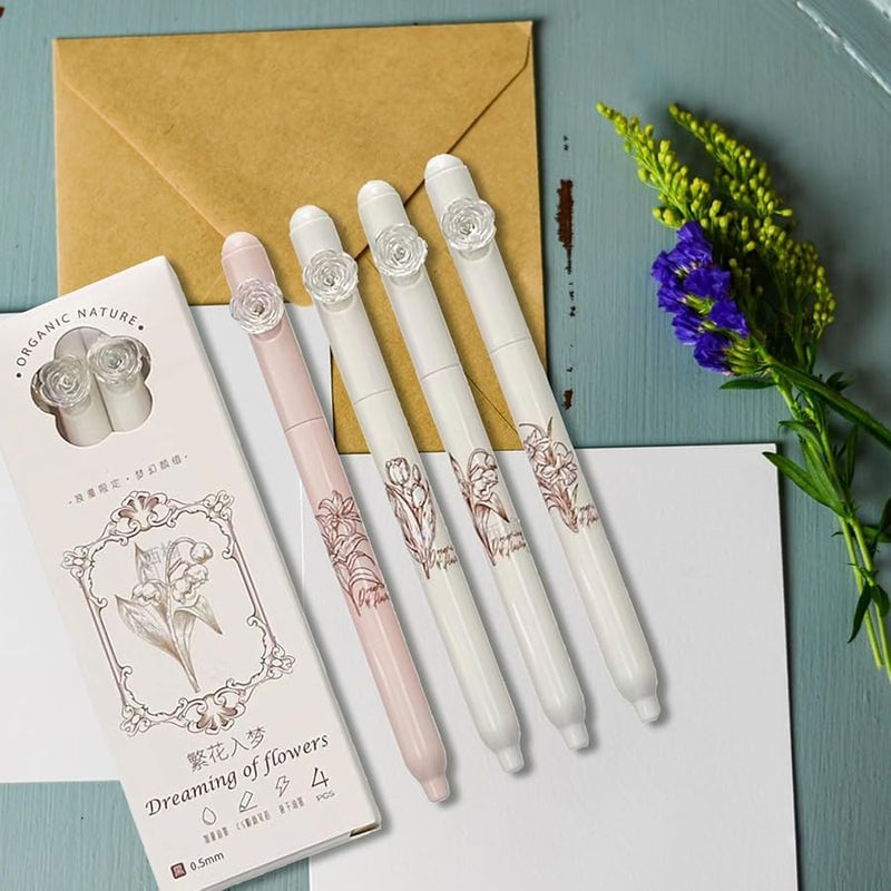 Make Your Own Flower Butterfly Gel Pen Set 4Pcs 0.5mm Quick Dry for Writing Journaling Office - Image 3